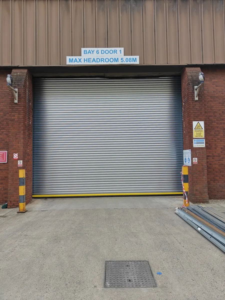 An insulated roller shutter on a loading bay